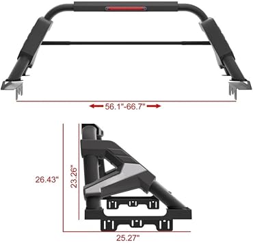 Adjustable Roll Bar Rack Bed Bar Sport Bar for Truck Compatible for Dodge Compatible for Ram Compatible for Tacoma F150 Easy Installation Durable Truck Back Cover Accessories