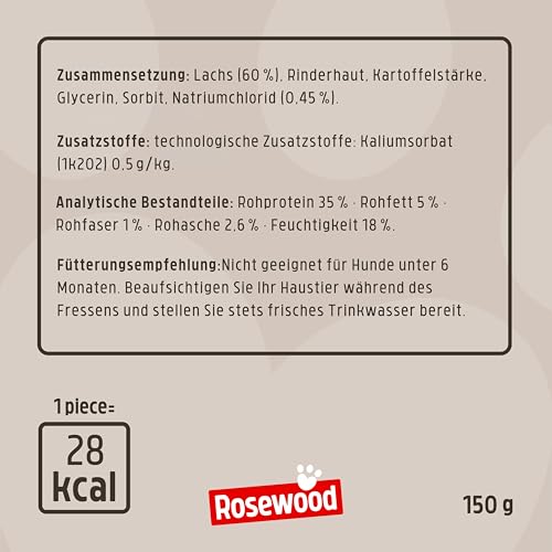 Rosewood Dumbbells Lachs – Kauknochen für Hunde, Kausnack aus Rinderhaut mit Lachs, unterstützt die Zahnpflege… – Ansicht 5