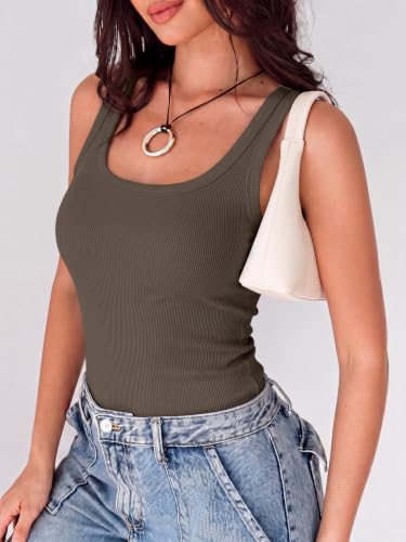 Image of ANRABESS Womens Square Neck Ribbed Tank Tops 2026 Summer Sleeveless Shirts