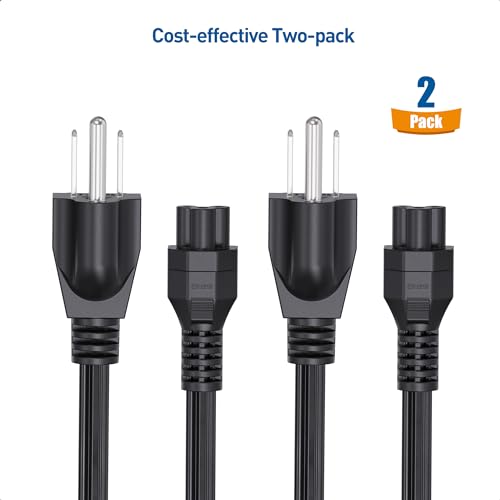 image for Cable Matters 2-Pack 3 Prong Power Cord - 3ft, 13A / 16AWG, Laptop Pow