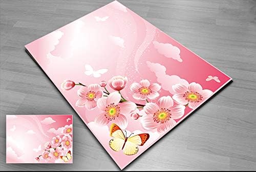 Else Pink Floral Flowers Spring 3D Print Non Slip Microfiber Children Kids Room Decorative Area Rug Mat