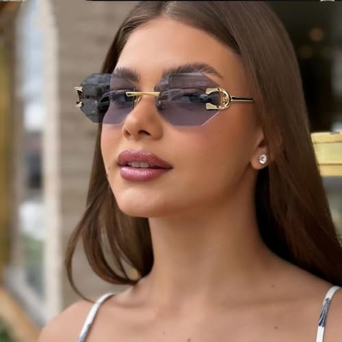 XSJGHLM-Small Frameless Sunglasses Women Men Luxury Fashion Vintage Metal Rimless Sun Glasses3