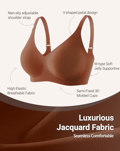 Image of Gailife Smooth Wireless Jelly Bras for Women No Underwire Seamless Push Up Bra Full Coverage Soft Suppor Tshirt Bralettes