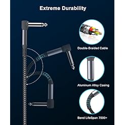 Ruxely Câbles Patch Guitare 3 Pack 30cm,Cordons d’Instrument Coudé Tricoté,Connecteur Mâle Alimentation Angle Droit Convient pour Pédales d’Effet Guitare/Basse,Jack Audio Stéréo Amplificateur,12 Pouce - Les Beatles, Paul McCartney, John Lennon, RIngo Starr, George Harrison Ruxely Câbles Patch Guitare 3 Pack 30cm,Cordons d'Instrument Coudé Tricoté,Connecteur Mâle Alimentation Angle Droit Convient pour Pédales d'Effet Guitare/Basse,Jack Audio Stéréo Amplificateur,12 Pouce – Image 2