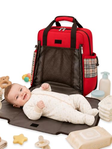 POLKA TOTS Waterproof Diaper Bag for Mothers for Travel | Large Capacity Baby Bag with Insulated Bottle Holders | Hospital Caddy for Delivery Women with Included Diaper Changing Mat (30 Litres)
