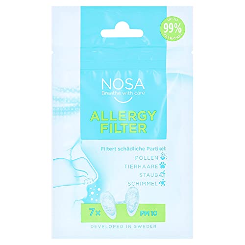 NOSA allergy filter | Filtro nasal | Evita el polen | Filtra las partículas dañinas | Evita la alergia de las mascotas | Evita el polvo | Evita el moho | Paquete de 7 | Reduce las reacciones alérgicas