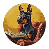 Lygond Metal Sign Doberman Pinscher Reading Companion Tin Sign A Literary Protector for Home Decor Doberman Fans and Reading Nooks Easy to Install Durable Aluminum Funny Sign for Gift 8×8 Inches
