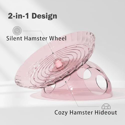2-in-1 Silent Hamster Wheel with Hideout, 7 Inch Exercise Wheel and Cozy Habitat, Available in Pink and Blue (Blue) — 사진 2