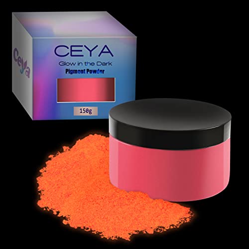 Ceya Fluorescent Pink Glow Powder, 5.3oz/150g Glow in The Dark Pigment Powder, Luminous Powder Resin Color Pigment, Fluorescent Pigment Dye for Epoxy Resin Slime Paint Nail Art Party DIY Crafts