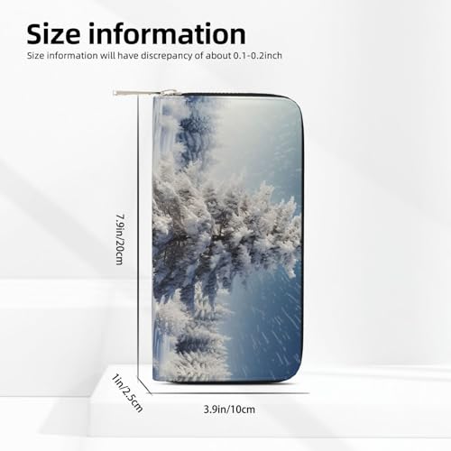 Snow Pine Tree Christmas Leather Wallet For Women Girl, Zip Around Credit Card Holder Long Pu Wallet Clutch Purse Waterproof Travel Handbag2