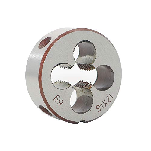 HSS 12mm X 1.5 Metric Right Hand Round Die, Machine Thread Die M12 X 1.5mm Pitch for Mold Machining, Alloy Steel, It Can Process Steel, Cast Iron, Copper And Aluminum.