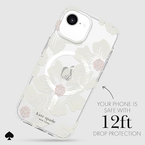 ケイト・スペード ニューヨーク iPhone 16E (2025) / 15/14/ 13 ケース - MagSafe対応 - デザイナーフォンケース - Hollyhock Cream Floral