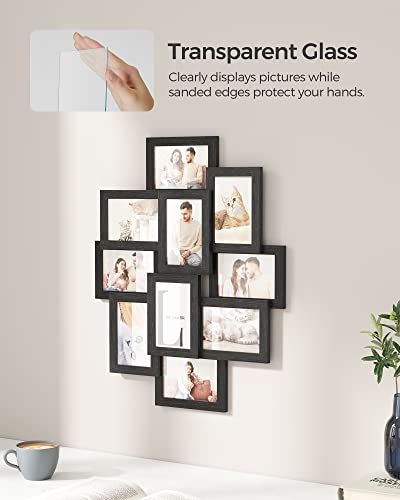 Songmics Collage Picture Frames, 4X6 Picture Frames Collage For Wall Decor, 10 Pack Photo Collage Frame For Gallery, Multi Family Picture Frame Set, Glass Front, Assembly Required, Black #TOP3