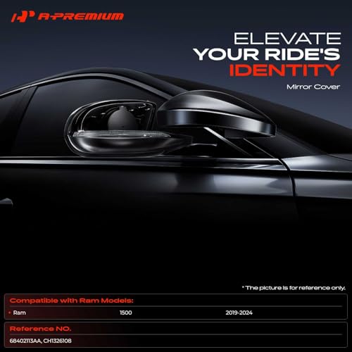 A-Premium Driver Side Rearview Mirror Cover Cap Compatible with Ram 1500 2019-2024, Textured Black, Without Turn Signal Hole by A-Premium - Used condition - Image 2