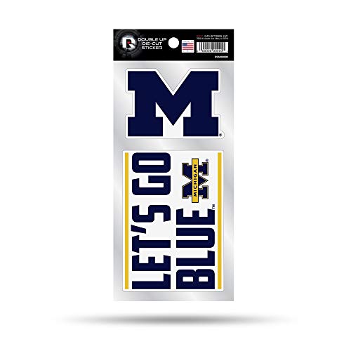 Rico Industries NCAA Michigan Wolverines Double Up Die Cut 2-Piece Sticker Sheet