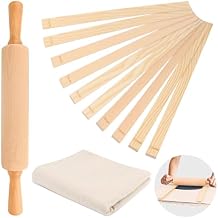 12 Pcs Pottery Tools Set, Include17in Slab Roller for Clay Pottery and 10 Pcs 5 Size Wooden Rolling Pin Guides, 1 Linen Tablecloth for Ceramic Clay Making