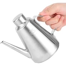 Stainless Steel Oil Dispenser Bottle 460ml/15.55oz - Olive Oil Pourer with Anti-Drip Spout & Ergonomic Handle for Kitchen, Cooking, Restaurant, BBQ Oil Pot, Storage Container, Vinegar Bottle460ml