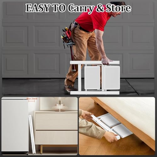 DIAMONDFORGE 2 Step Ladder, Lightweight Folding Step with Wide Anti-Slip Pedal & Feet, 330 lbs Capacity，Sturdy Steel Step Ladder for Home,Kitchen and Office, White by DIAMONDFORGE - Image 6