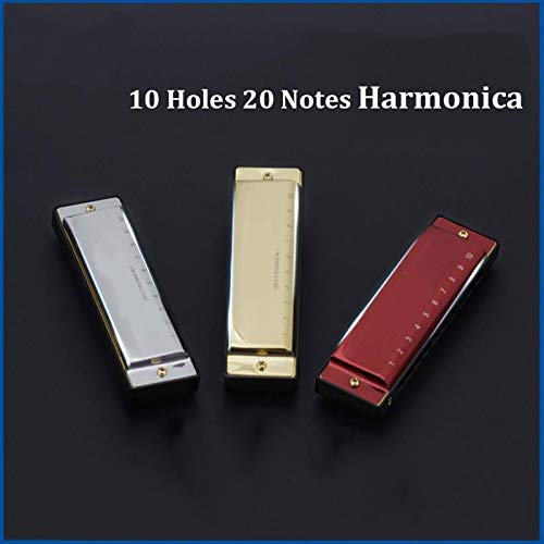 KIRANDIE 1PC Professionnel 10 Trous 20 Tons clé de g de Diatonic Blues trémolo Harmonica avec étui (Color : Red) - Les Beatles, Paul McCartney, John Lennon, RIngo Starr, George Harrison KIRANDIE 1PC Professionnel 10 Trous 20 Tons clé de g de Diatonic Blues trémolo Harmonica avec étui (Color : Red) – Image 4