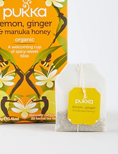 Pukka Herbs | Lemon, Ginger and Manuka Honey Organic Herbal Tea | Lemon, Ginger, Honey and Turmeric | Perfect For Everyday Support | 20 count ( Pack of 4)