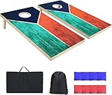 Classic Cornhole Set 4' x 2' or 3' x 2'Corn Hole Set with 8 Bean Bags, 2 Corn Hole Boards for Adults, Lawn, Yard, Outdoor Cornhole Boards Bean Bag Toss Game with Carrying Bag