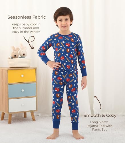 Image of Toddler Boys Girls Clothes Viscose from Bamboo Long Sleeve Top and Pants Clothing Set Soft 2Pcs Kid Outfit