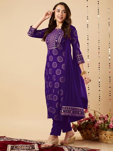 Image of ANNI Designer Women Kurta with Pant & Dupatta |Material: Cotton Blend