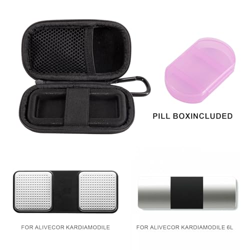 Tragetasche für Kardiamobile EKG-Monitor,Kardia Mobile Case,Hartschalen-Schutzhülle für Kardiamobile 6L,Reisetasche für Herzmonitor EKG,Mobile Herzdetektor-Tasche Organizer (Schwarz)