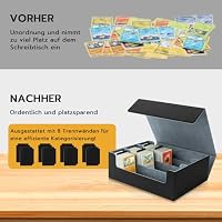 Tolesum Card Deck Box for MTG,Gathering Kartenbox für 1800+ Karten mit Trennwänden,PU Leder Starkes Magnetic Sammelkarten Aufbewahrungsbox Kompatibel Magic Commander TCG Karten[Schwarz&Grau] – Ansicht 7