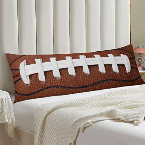 American Football Body Pillow Cover Rugby Leather Lace Fun Traditional Sport Ball Long Pillow Case Protector with Zipper Decorative Large Pillowcase Cushion for Bedroom,Couch,Sofa,Home Gift 20"x54" by NANILALA - Image 2