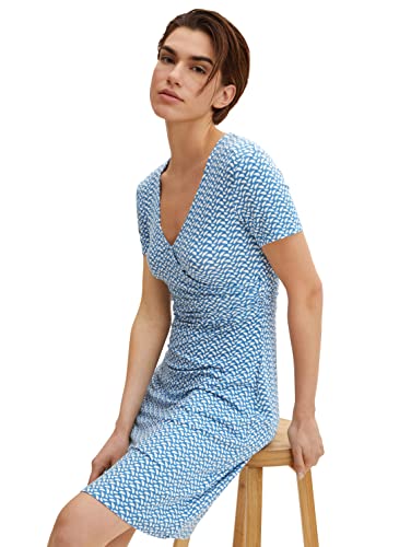TOM TAILOR Damen Kleid in Wickeloptik 1032059, 29526 - Blue Minimal Design, 44 – Ansicht 5