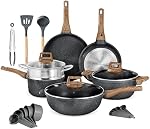 Bakken-suisse 14-Piece Ensemble de cuisine – Granite non-brillante – Éco-Amis – pour tous les fourneaux & Four-Sécurité - Marbre