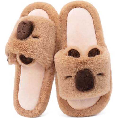 XUNBAI Cute Capybara Slippers for Women Men Indoor Cartoon Animal House Slippers Comfortable Cotton Linen Bedroom Kawaii Capybara Shoes