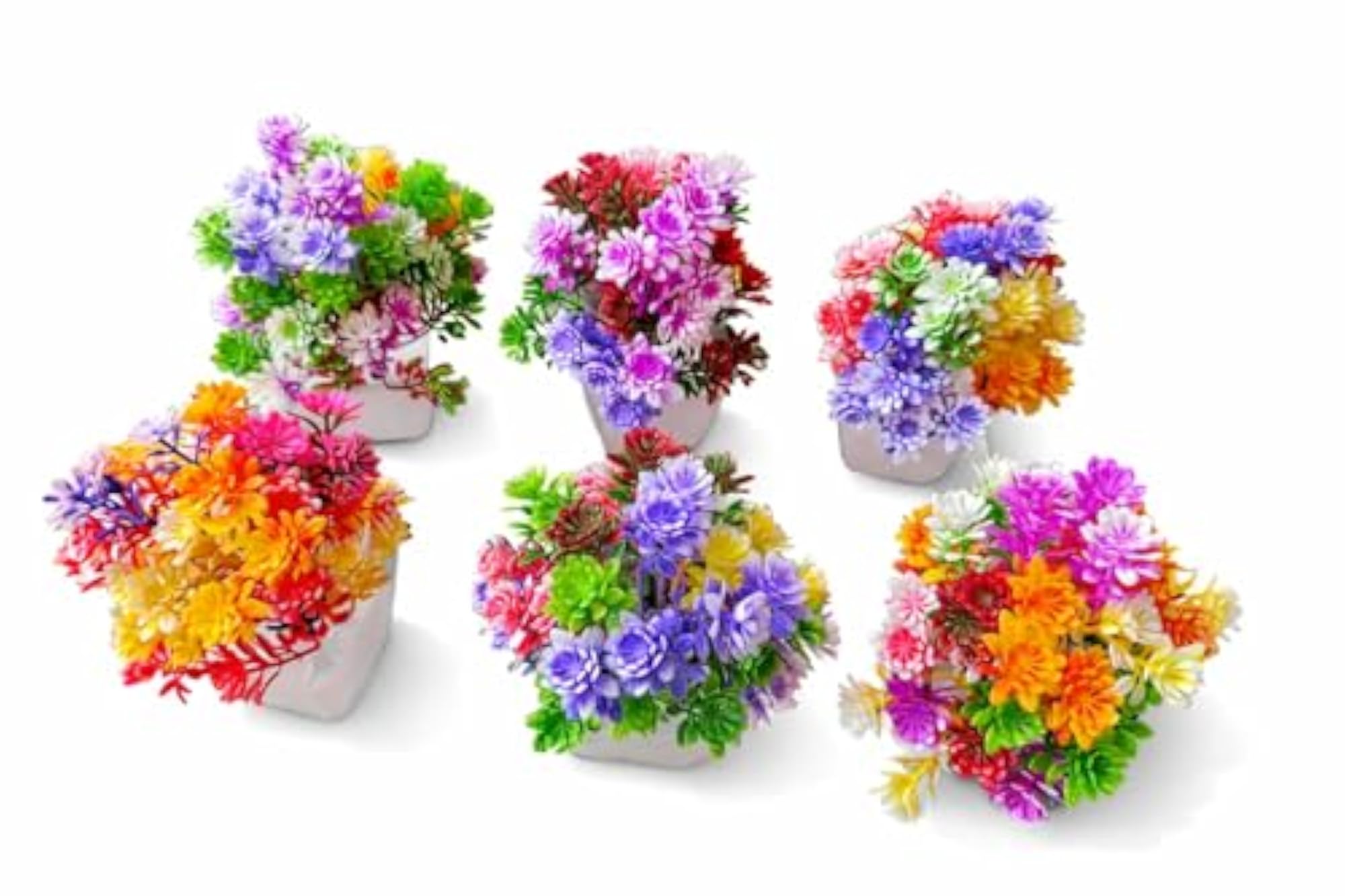 Artificial Plastic Flowers with Pot, Indoor Potted Plants