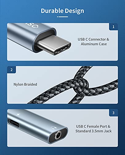 Nimaso Adattatore USB C a Jack 3.5mm,2 in 1