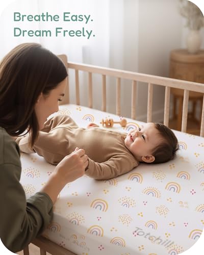 Image of Crib Sheets 2 Pack, Fitted Crib Sheet for Standard Crib Mattress 28x52x9, Ultra Soft Jersey Knit, Breathable Stretchy Deep Pocket, Snug Fit Stays Put, Baby Crib Mattress Sheet