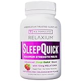 Relaxium Sleep Quick Maximum Strength Melts, Fast Acting Sleep Aid with 10 mg Melatonin, Drug Free Dietary Supplement, Vegan, Gluten Free, Made in USA, 100 Servings, Berry Flavor