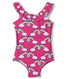 Hatley Girls' Ruffle Sleeve Swimsuit, Rainbow Arch