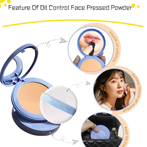 Oil Control Face Pressed Powder, Matte Smooth Setting Powder Makeup, Silk Soft Mist Powder Cake Waterproof Long-Lasting Finishing Powder, Flawless Lightweight Face Cosmetics (Natural Beige) #TOP5