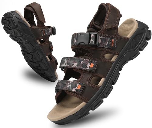 ZYLDK Sandales Homme Cuir Marche Randonnée Été...