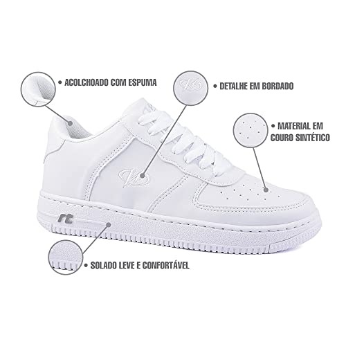 Tênis Estilo Retrô Sneaker Runway Sportwear Masculino Tamanho:42;Cor:Branco e Branco