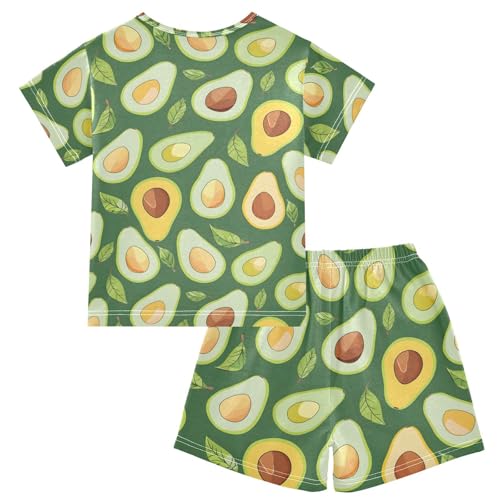ALAZA Avocado Bright Green Pajamas Short Sleeve 2 Piece Sleepwear Top and Bottom Pajama Set Unisex2