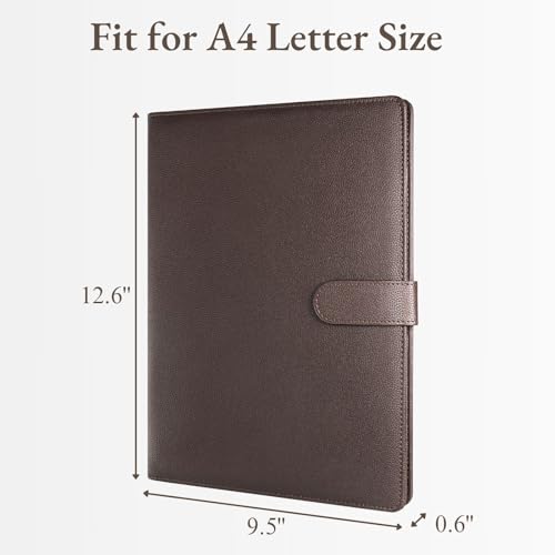 Image of Mymazn Padfolio Portfolio Folder, Faux Leather Interview Resume Folder with Document Organizer & Business Card Holder, Letter-Sized Notepad Legal Pad Holder for Men Women (Coffee)