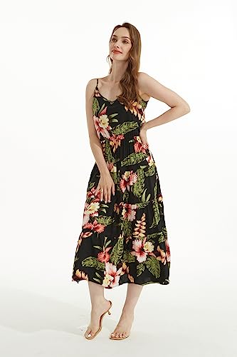 Image of Family Matching Hawaiian Clothes, Black Rafelsia | Lightweight 100% rayon • Family matching outfits • Beach vacations • Luaus • Cruises • Family photos