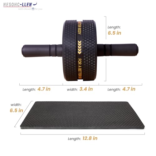 NESOHC-LLEW Upgraded Ab Roller Wheel. Abdominal Training Roller for Men/Women, Abdominal Wheels Widened to 3.4 \", Rubber Tread of The Abdominal Wheel Upgraded, Max Weight 490 lbs