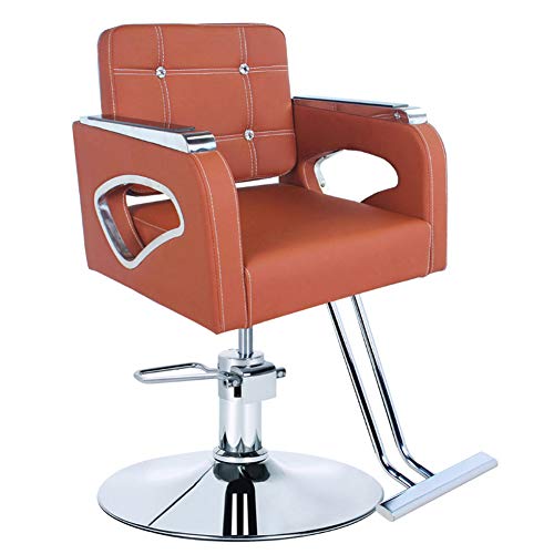 MOye Sillón Peluquería Barbería Maquillaje Tapizado PU Giratorio 360 Grados Ajustable Hidráulica,Orange