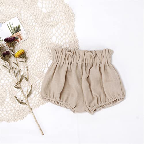 Image of 3 Pack of Little Baby Girls Boys Cotton Linen Blend Cute Bloomer Shorts