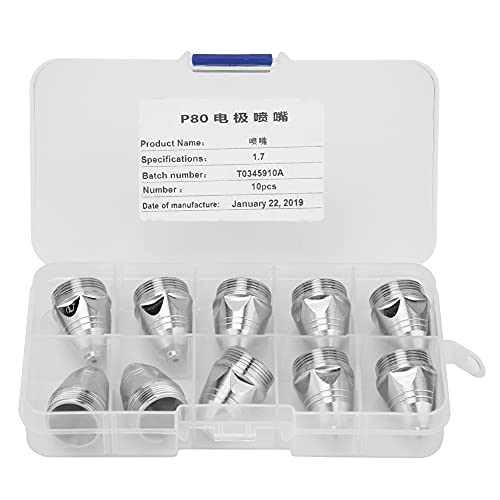 P80 Electrode Nozzle Set, 5pcs Plasma Cutter Consumables, 1.7mm Thickness - High Temperature Resistance, Precise Cutting Performance for Metal Fabrication (1.7mm Nozzle)