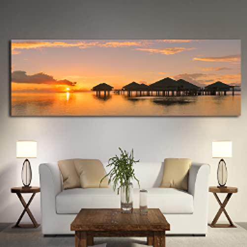 Tableau sunrise paysage naturel pour illuminer un salon sombre et vide
