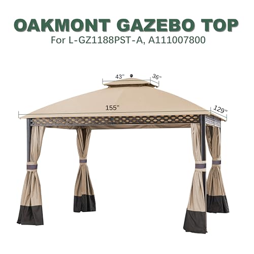 JANCANOPY Replacement Cover for 10X12Ft Oakmont Gazebo L-GZ1188PST-A,Pinehurst Gazebo L-GZ1188PST, Light Beige - Image 5